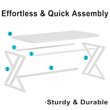 LVB White Computer Desk, Modern Wood Home Office Desk for PC Writing Work, Metal Wooden Executive Workstation Student Simple Desk, Computer Study Gaming Bedroom Table, 55 Inch, White Oak - Image 9