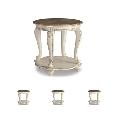 Signature Design by Ashley Realyn French Country Two Tone Round End Table, Chipped White - Image 7