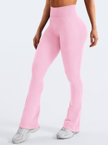 YEOREO Mini Flare Leggings Womens Workout Butt Lifting Legging Hidden Scrunch Seamless 30" Impact Lilliean Yoga Pants Pink M - Image 7