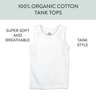 HonestBaby Multipack Sleeveless Muscle T-shirts 100% Organic Cotton for Infant Baby and Toddler Boys, Girls, 10-Pack Bright White, 4T - Image 2