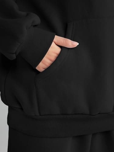 AUTOMET Women 2 Piece Outfits 2025 Plus Size Fall Fashion Airport Travel Pants Lounge Set Leisure Vacation Winter Clothes Sweatsuits Black XL - Image 6