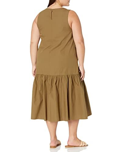 The Drop Women's Ilana Loose Sleeveless Wide-Hem Poplin Maxi Dress, Capers Olive, L - Image 6