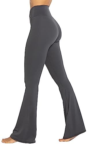 Sunzel Flare Leggings, Crossover Yoga Pants with Tummy Control, High-Waisted and Wide Leg, 32" Inseam, Dark Grey X-Large - Image 3