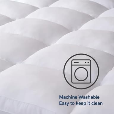 ELEMUSE Queen Mattress Topper for Back Pain, Extra Thick Mattress Pad Cover, Plush Soft Pillowtop with Elastic Deep Pocket, Overfilled Down Alternative Filling - Image 5