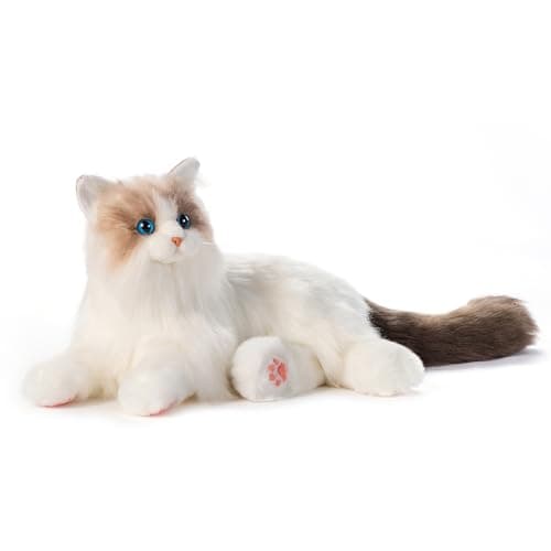 Chongker Interactive Companion Robot Cat Pets, Handmade Weighted Stuffed Animals, Cat Plush Toy with Voice Response, Realistic Heartbeat and Purring, Ragdoll Cat - Image 1