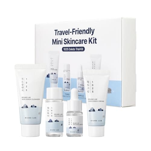 ROUND LAB 1025 Dokdo Hydrating Mini Size Kit (Cleanser, Toner, Serum, Cream) | Deep Hydration for Dry Skin | Gentle, Lightweight Routine for Daily Moisture & Soothing Care - Image 1