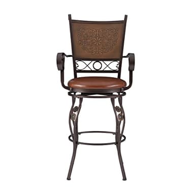 Powell Company Big and Tall Copper Stamped Back Barstool with Arms Bar Stool, Bronze - Image 4