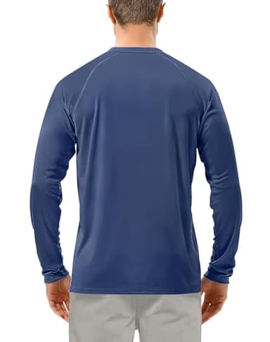 Roadbox Mens UPF 50+ UV Sun Protection Shirts Outdoor Long Sleeve SPF Diving Rash Guard for Fishing Hiking Swimming Ocean Blue - Image 2