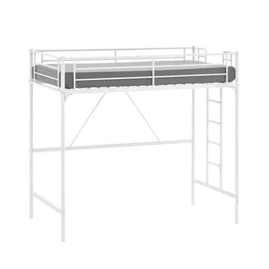 VINGLI Loft Bed Twin for Kids Loft Bunk Bed Frame with Stairs/Flat Ladder Rung,Metal Single Loft for Adults, No Box Spring Required, White - Image 9
