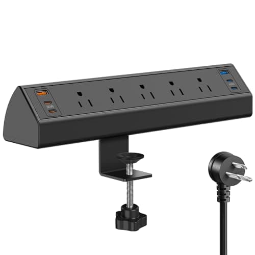 Desk Clamp Power Strip USB C,75W Total Fast Charging Station,45W USB-C and 30W USB-C Ports,Desk Edge Mount Power Strip 6-USB,5 AC Outlets Tabletop Surge Protector,Fit 1.6" Tabletop Edge - Image 1