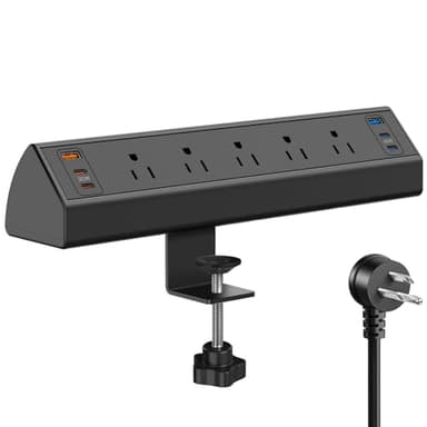 Desk Clamp Power Strip USB C,75W Total Fast Charging Station,45W USB-C and 30W USB-C Ports,Desk Edge Mount Power Strip 6-USB,5 AC Outlets Tabletop Surge Protector,Fit 1.6" Tabletop Edge - Image 1