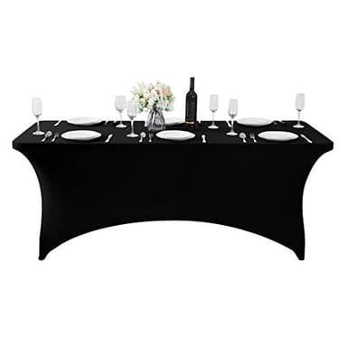 Hezuzo Spandex Table Cover for 6Ft or 4fT or 8ft Table Universal Fitted Stretch Tablecloth for Party, Banquet, Wedding and Events-Black - Image 5
