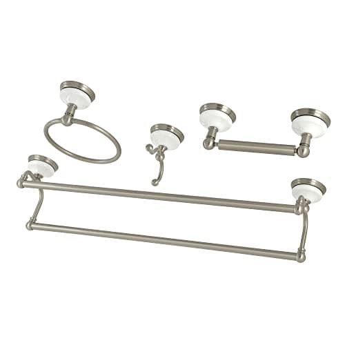 Kingston Brass BAK1113478SN Victorian 4-Pieces Dual Towel-Bar Bathroom Hardware Set, Brushed Nickel - Image 1