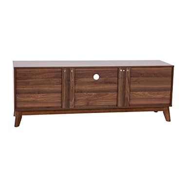 Taylor & Logan Haisley Mid-Century Modern 60" Media Center with Two Soft Close Doors and Adjustable Shelving in Dark Walnut - Image 5