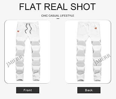 JMIERR Mens Casual Joggers Pants - Cotton Drawstring Chino Cargo Pants Hiking Outdoor Twill Track Jogging Sweatpants Pants with Pockets for Men, 4XL, C White - Image 4