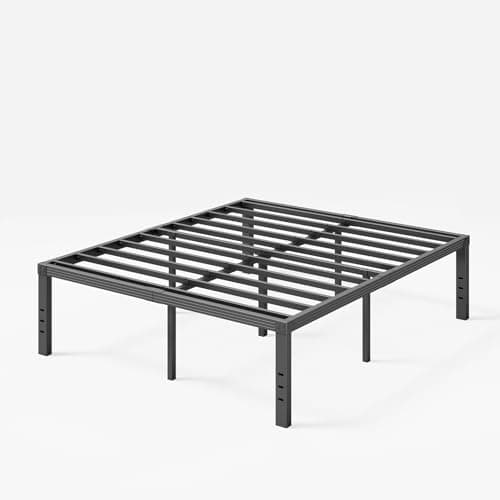 Neslime 18 Inch High Queen Bed Frame No Box Spring Needed, Heavy Duty Metal Platform Bed Frame Queen Size for Heavy People, Easy Assembly, Noise Free, Black - Image 1