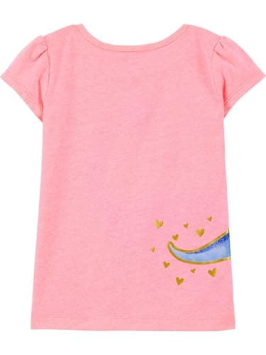 Simple Joys by Carter's Toddler Girls 3-pack Graphic Tees, pink dino, grey, white heart, 2T - Image 2