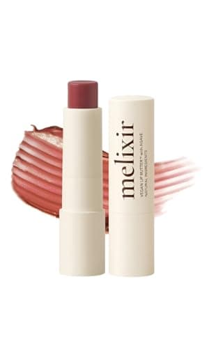 Melixir Vegan Lip Butter (12 Colors), Hydrating Tinted Lip Balm Stick, Bee-Free, Petrolatum-Free, Plant-Based, Moisturizes Dry & Chapped Lips With Shea Butter, Sheer, Natural Finish - #02 Nudy Rose - Image 1