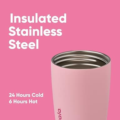 Owala SmoothSip Slider Insulated Stainless Steel Coffee Tumbler, Reusable Iced Coffee Cup, Hot Coffee Travel Mug, BPA Free 12 oz, Pink (Pucker Up) - Image 4
