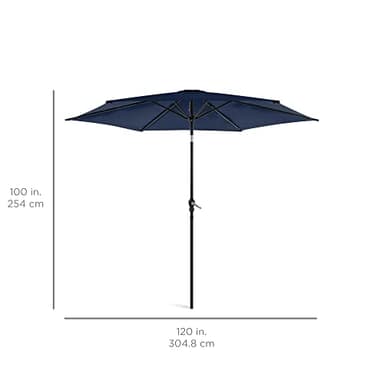 Best Choice Products 10ft Outdoor Steel Polyester Market Patio Umbrella w/Crank, Easy Push Button, Tilt, Table Compatible - Navy Blue - Image 7