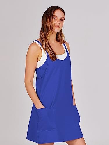 ANRABESS Women Athletic Dress Summer Tennis Workout Active Sports Mini Romper Dress Built in Shorts Travel Vacation Clothes Royal Blue Medium - Image 8