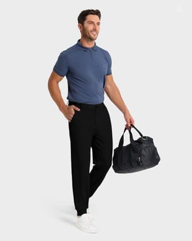 SNOWTEN Men's Golf Joggers Pants with 5 Pockets Stretch Fit Work Dress Athletic Jogger Sweatpants for Running Gym Black 2XL - Image 7