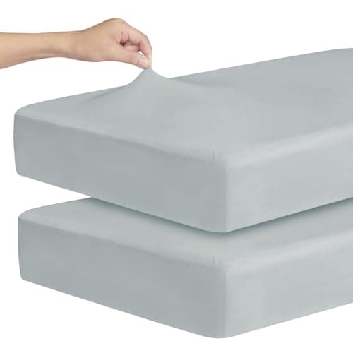 Stretchy Crib Sheets for Boys Girls, 2 Pack - Fitted for Standard Crib and Toddler Bed Mattress 52" x 28", Soft and Breathable Fitted Crib Sheets Neutral, Grey - Image 1
