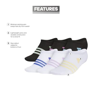 Kids Superlite 3.0 No Show Athletic Socks (6-Pair) low-profile fit with targeted padding and arch compression - Image 2