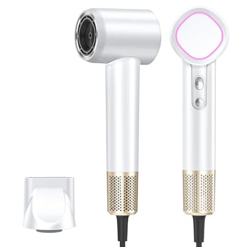 Hair Dryer Ionic, 150,000 RPM Hair Dryers for Women w/Ceramic Technology Nozzle for Fast Drying High Speed Blow Dryer 3-Speed Thermo Control Professional Low Noise Design for Home Travel Salon(White) - Image 1