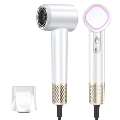 Hair Dryer Ionic, 150,000 RPM Hair Dryers for Women w/Ceramic Technology Nozzle for Fast Drying High Speed Blow Dryer 3-Speed Thermo Control Professional Low Noise Design for Home Travel Salon(White) - Image 1
