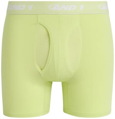 AND1 Mens Boxer Briefs - 5 Pack Stretch Performance Mens Underwear Boxers with Functional Fly Pouch, 6" Inseam (S-3XL), Size XX-Large, Black/Dark Grey/Blue/Shadow Lime - Image 4