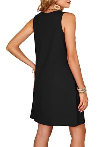 OFEEFAN Womens Summer Dresses 2025 Sundresses Casual Boho Beach Vacation Clothes Elegant Classy Date Outfits Plain Black XL - Image 5