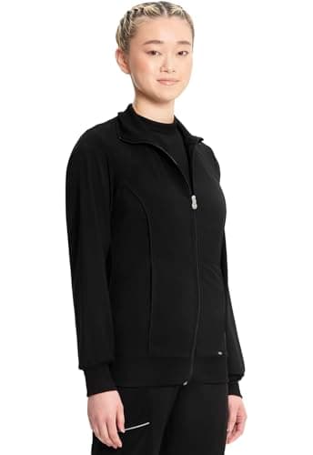 Infinity Cherokee Zip Front Scrub Nurse Jackets for Women, 4-Way Stretch Fabric 2391A, XL, Black - Image 6