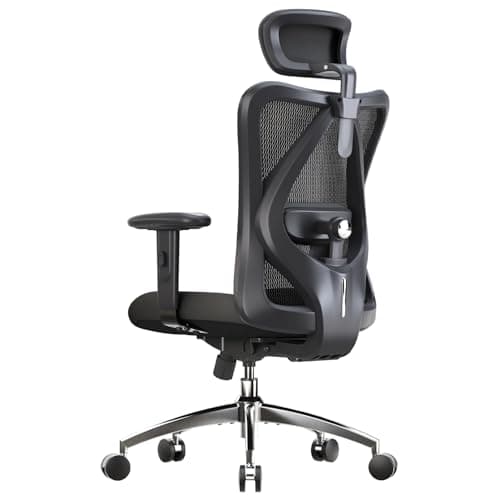 SIHOO M18 Ergonomic Office Chair for Big and Tall People Adjustable Headrest with 2D Armrest Lumbar Support and PU Wheels Swivel Tilt Function Black - Image 1