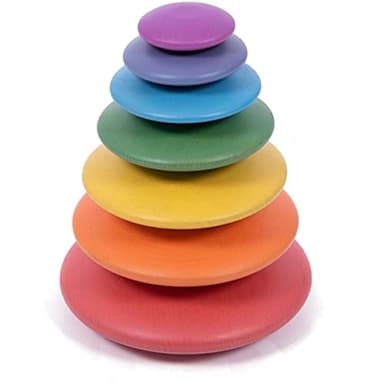 TickiT Rainbow Buttons - Set of 7 - Wooden Stacking Stones for Babies and Toddlers Aged 0+ - Natural Toy for Early Development and Open-Ended Play - Image 1