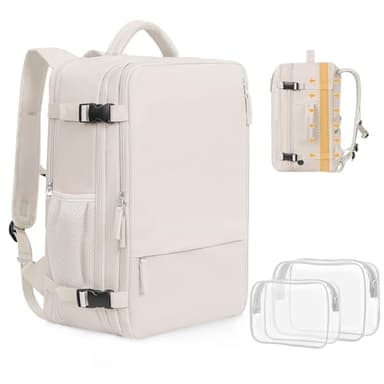 Getravel Travel Backpack For Women, Airline Approved Personal Item Bag, Carry On Backpack,17 Inch Laptop School Backpack, Waterproof Casual Overnight Bag, Hiking Backpack (Beige) - Image 1