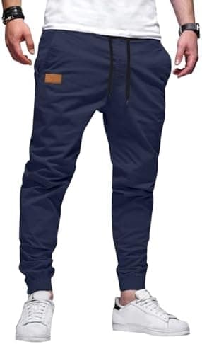JMIERR Mens Casual Joggers Pants - Cotton Drawstring Chino Cargo Pants Hiking Outdoor Twill Track Jogging Sweatpants Pants - Image 2