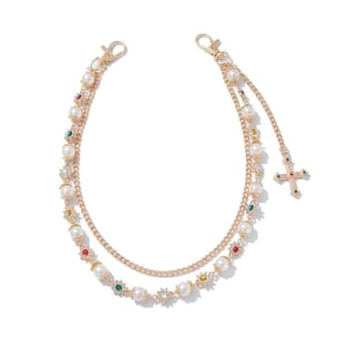 Fashion Layered Pants Wallet Chains - Exquisite Gold Silver Rhinestone Flower Pearl Jean Pocket Chain for Women Men Cute Bag Purse Charms Jewelry (link gold) - Image 1