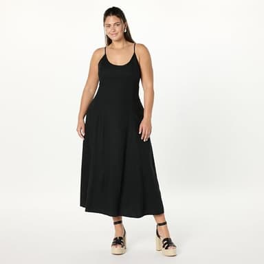 The Drop Women’s Luna Scoop Neck Linen Maxi Dress, Black, M - Image 5