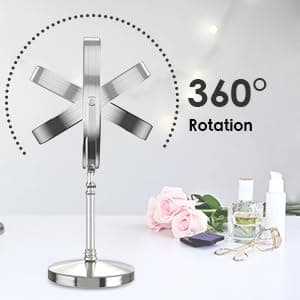 Lighted Makeup Mirror, 3000 mAh Rechargeable Double Sided Magnifying Vanity Mirror with 3 Colors, 1x/10x, 360° Rotation , Brightness Adjustable Magnification Cosmetic Light up Mirror, Women Gift - Image 8