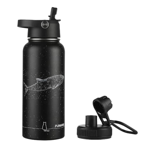 Funkrin Insulated Water Bottle with Straw Lid & Spout Lid, 32oz Personalized Vacuum Stainless Steel Travel Mug, Leak Proof Double Wall Bottle for Hot & Cold Beverages - Image 1
