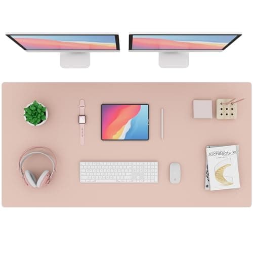 K KNODEL Large Office Leather Desk Mat, Mouse and Keyboard Pad, Computer and Laptop Mat, Desktop Protector and Cover, Writing Pad and Blotter (47.2"x23.6", Pink) - Image 1