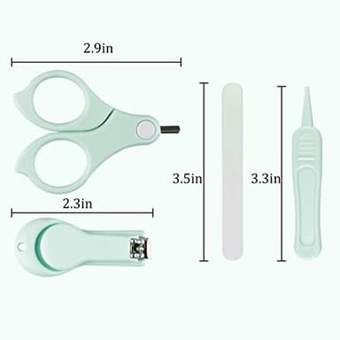 Baby Nail Kit, Baby Manicure Kit and Pedicure with Cute Owl Shape Case. Baby Nail Clipper, Scissor, Nail File & Tweezer for Newborn, Infant & Toddler, Mothers Day Gifts(Green) - Image 2