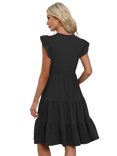 Summer Dresses for Women 2025 Elegant Classy Casual Graduation Plus Size Spring Midi Mother of Bride Boho Maxi Dress Fashion Vacation Seniors Formal Cocktail Clothes Black Large - Image 3