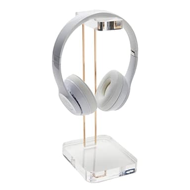 russell+hazel Acrylic Headphones Stand, Headset Holder, Office Accessories, Clear Acrylic with Gold Hardware, 4” x 5” x 10.5” (93922) - Image 6