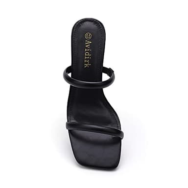 Avidirk Women's Square Open Toe Heeled Sandals Two Strap Mules Slip On Block Chunky Mid Heels Sandals - Image 2
