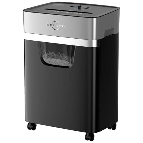 BONSEN 14-Sheet Paper Shredder for Home Office, Heavy Duty Cross Cut Shredder with 5.3 Gal Pullout Bin, Quiet Shredder for CDs/Credit Card/Staple, P-4 Security, Anti-Jam System - Image 1
