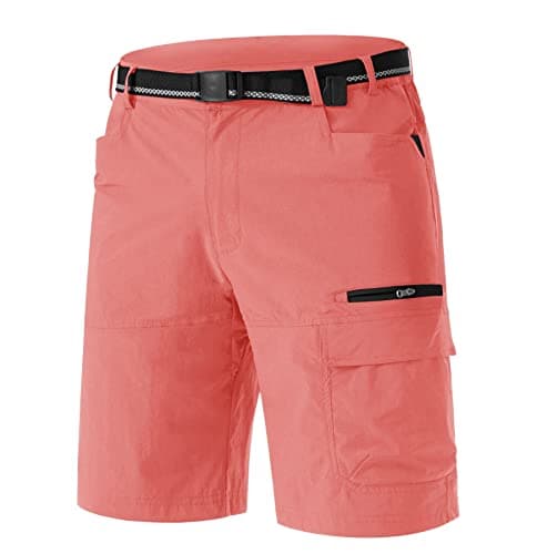 TACVASEN Mens Cargo Shorts Outdoor Lightweight Quick Dry Casual Summer Hiking Dress Work Shorts with Elastic Waist Pink, 38 - Image 1