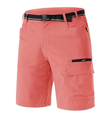 TACVASEN Mens Cargo Shorts Outdoor Lightweight Quick Dry Casual Summer Hiking Dress Work Shorts with Elastic Waist Pink, 38 - Image 1
