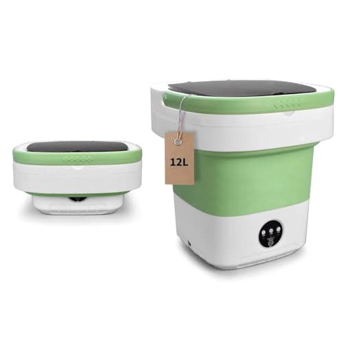 Portable Washing Machine,12L Washer with 3 Modes Cleaning for Underwear, Baby Clothes, Sock, Small Delicates. Mini FoldableTravel Washer and Dryer Combo for Apartment, Home, Hotel, Camping
